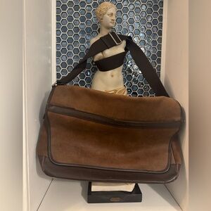 Coach Camden Brown Leather Suede Messenger Laptop Satchel Bag D1461-F71345